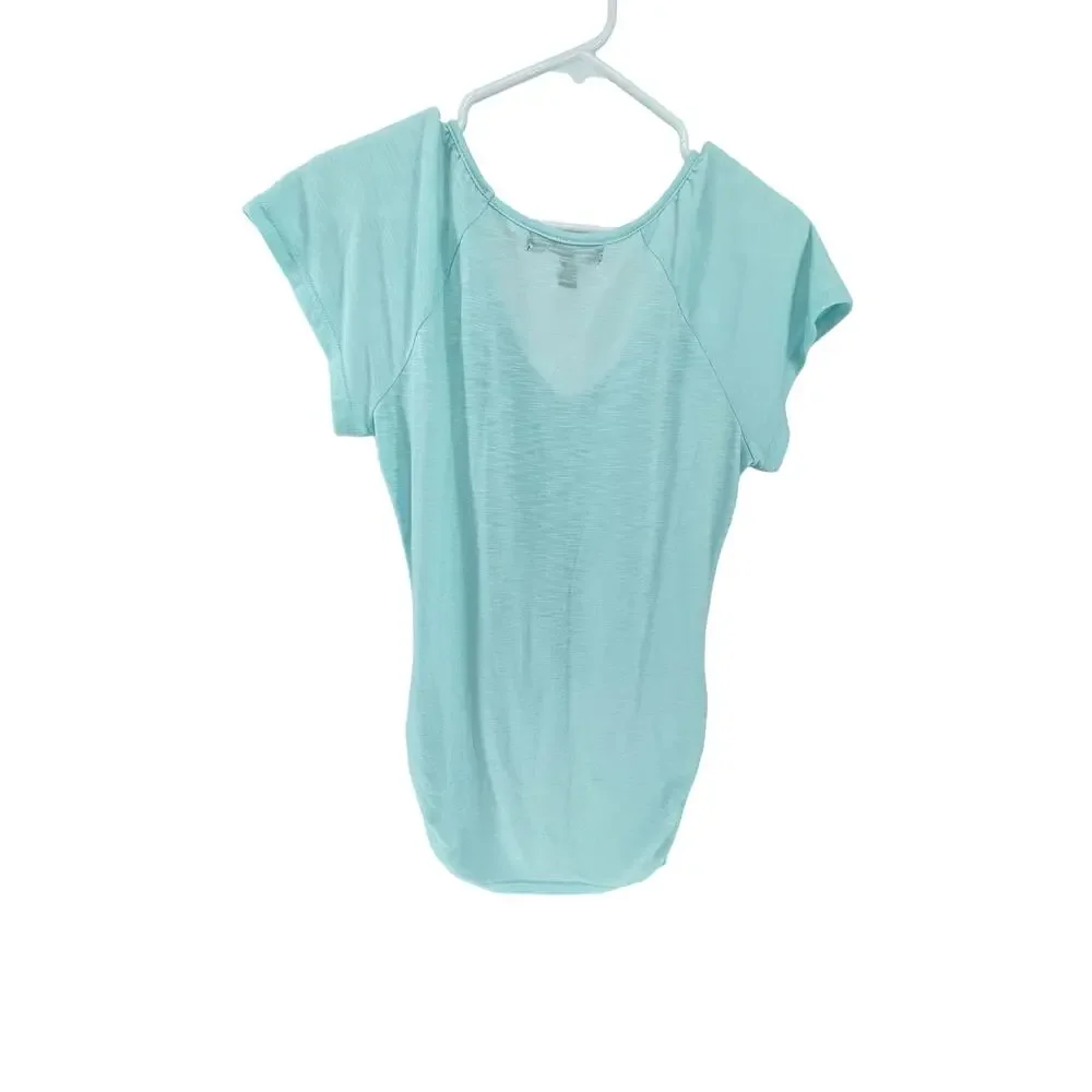 Lena Light Blue Ruffled Short Sleeve Blouse Women's Size Small